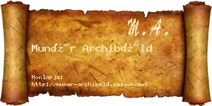 Munár Archibáld névjegykártya